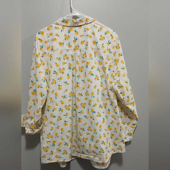 Croft & Barrow Lemon Citrus Print Women 3X Button Down Shirt Teacher Grandmacore - Picture 2 of 7